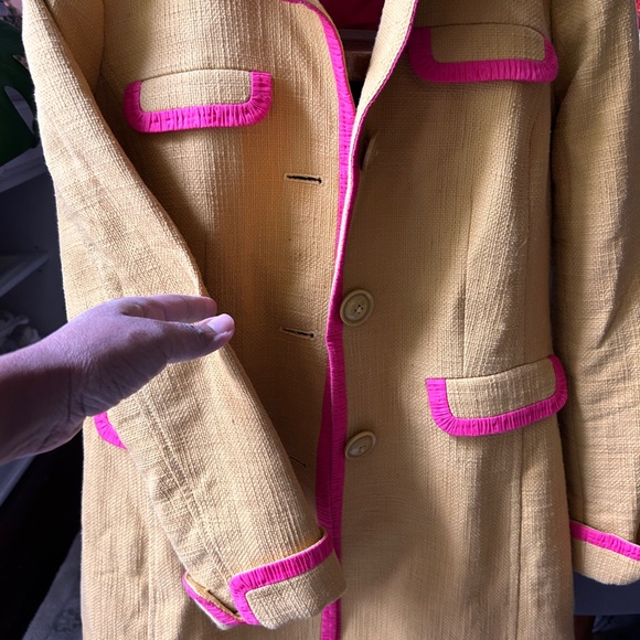 Boden RARE cotton coat vintage pink yellow spring - Picture 5 of 12